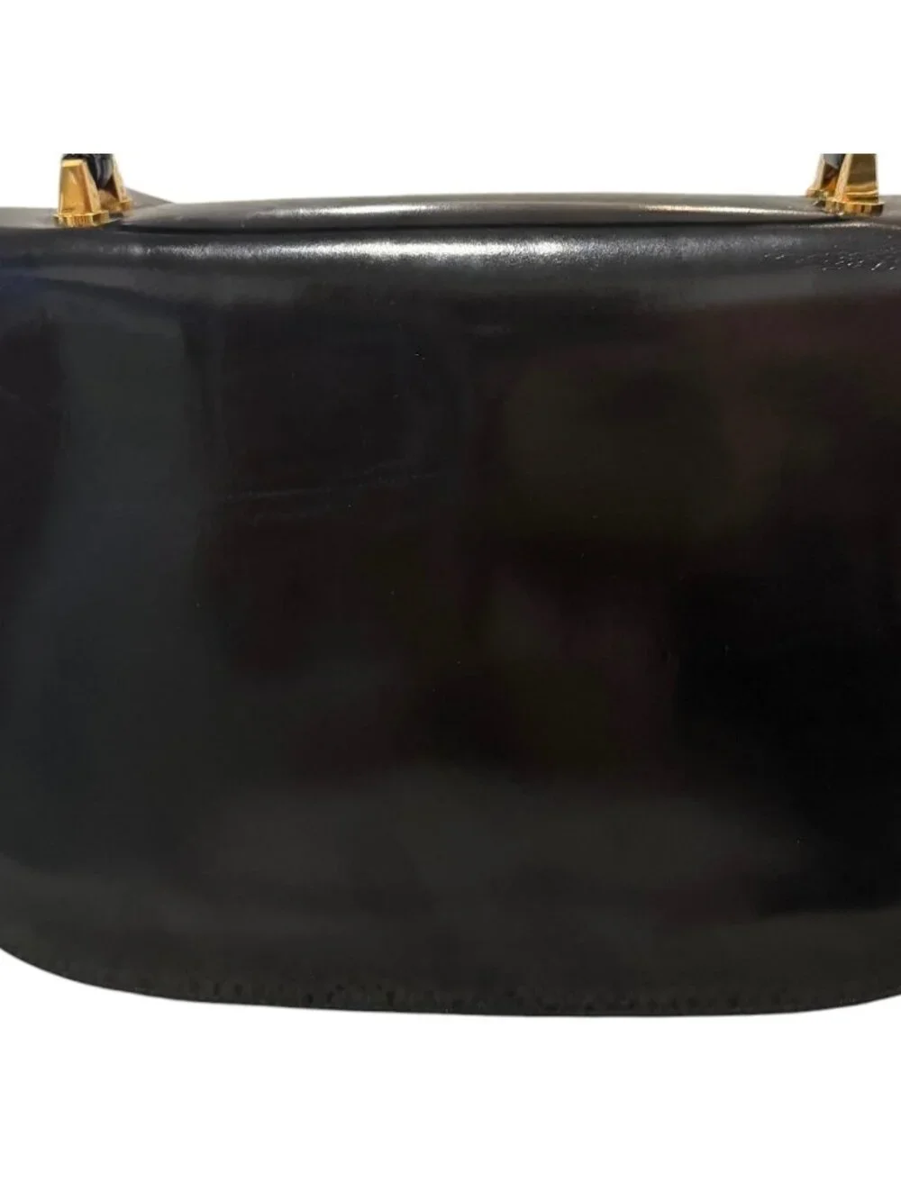 Gucci Black Patent Leather Top Handle Bag RARE VINTAGE